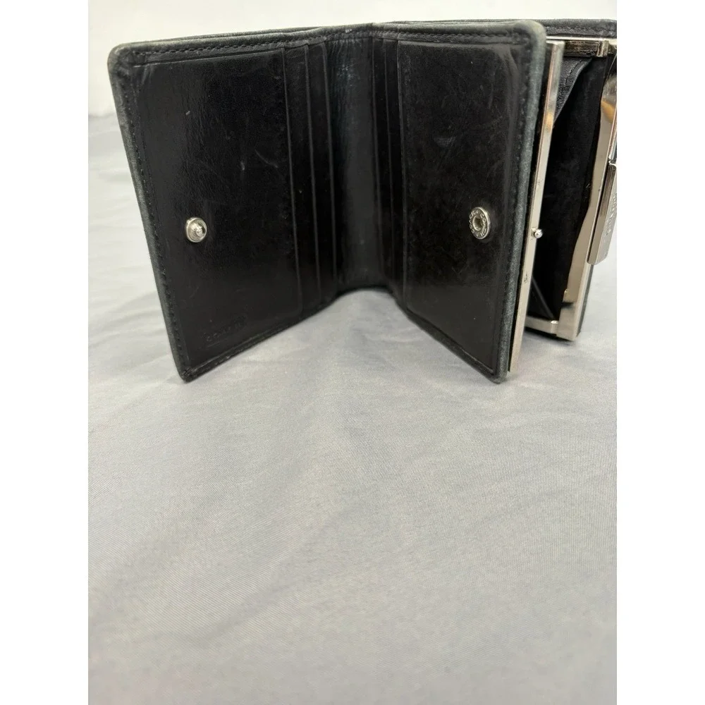 Vintage Coach Black Leather Bifold Small Wallet 3.5